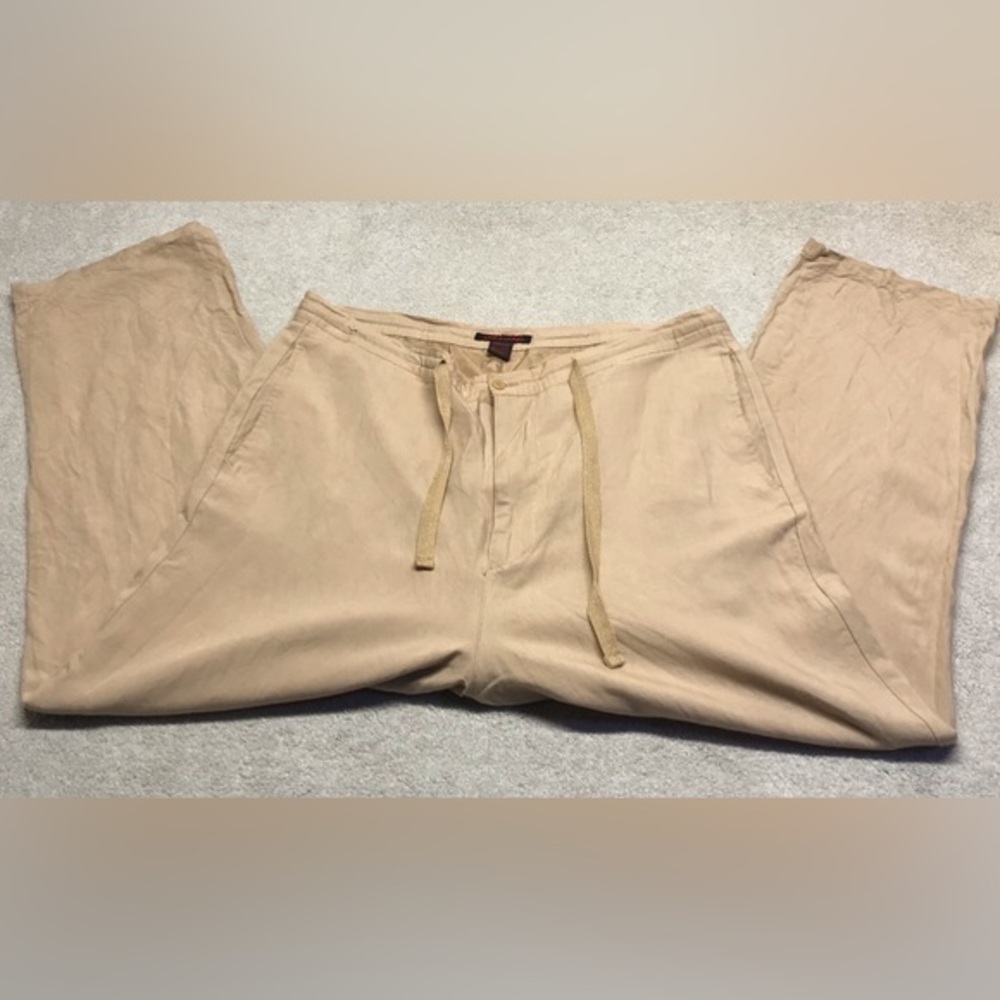 LINEA UOMO Men’s Pants 55% Linen 45% Viscose Lightweight‎ Khaki Color Size 40x30